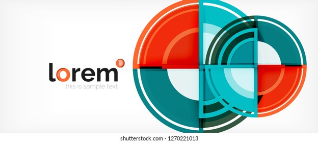 Circulos geométricos modernos fondo abstracto, formas redondeadas coloridas con efectos de sombra, ilustración vectorial