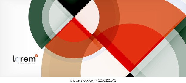 Modern geometric circles abstract background, colorful round shapes with shadow effects, vector illustration