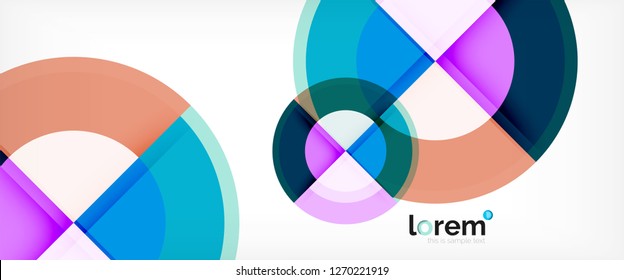 Modern geometric circles abstract background, colorful round shapes with shadow effects, vector illustration