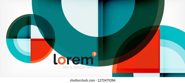 Modern geometric circles abstract background, colorful round shapes with shadow effects, vector illustration