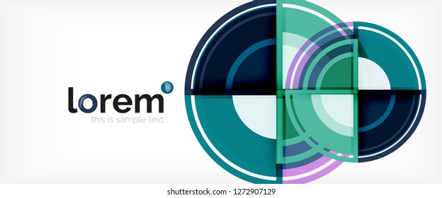 Modern geometric circles abstract background, colorful round shapes with shadow effects, vector illustration