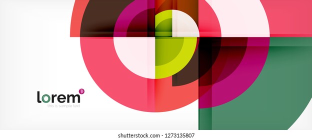 Modern geometric circles abstract background, colorful round shapes with shadow effects, vector illustration