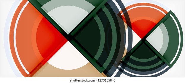 Circulos geométricos modernos fondo abstracto, formas redondeadas coloridas con efectos de sombra, ilustración vectorial