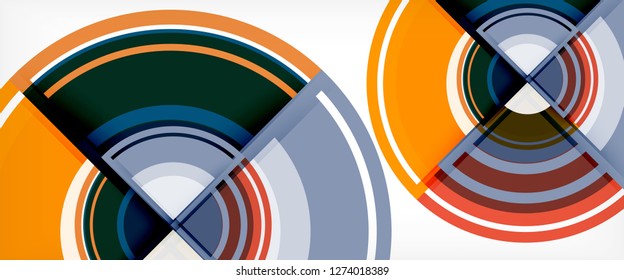 Modern geometric circles abstract background, colorful round shapes with shadow effects, vector illustration