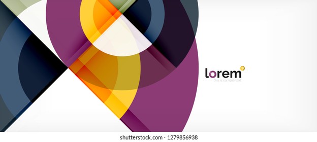 Modern geometric circles abstract background, colorful round shapes with shadow effects, vector illustration