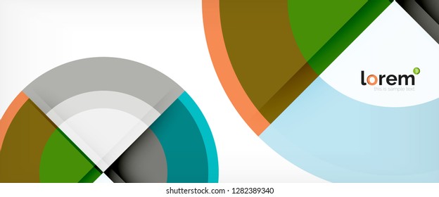 Modern geometric circles abstract background, colorful round shapes with shadow effects, vector illustration