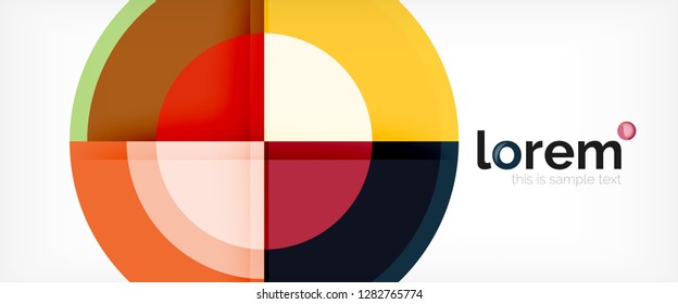 Circulos geométricos modernos fondo abstracto, formas redondeadas coloridas con efectos de sombra, ilustración vectorial