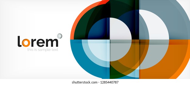 Modern geometric circles abstract background, colorful round shapes with shadow effects, vector illustration