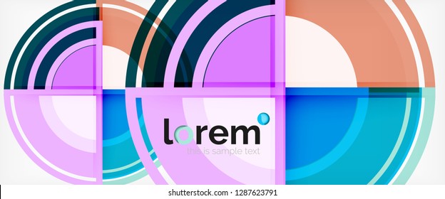 Moderne geometrische Kreise, abstrakter Hintergrund, bunte runde Formen mit Schatteneffekten, Vektorgrafik