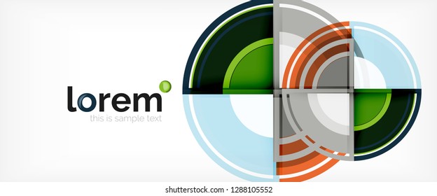 Modern geometric circles abstract background, colorful round shapes with shadow effects, vector illustration