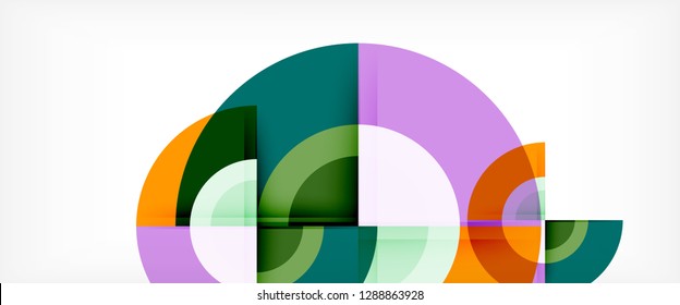 Moderne geometrische Kreise, abstrakter Hintergrund, bunte runde Formen mit Schatteneffekten, Vektorgrafik