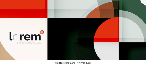 Modern geometric circles abstract background, colorful round shapes with shadow effects, vector illustration