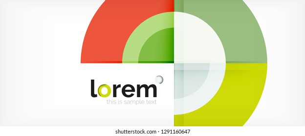 Modern geometric circles abstract background, colorful round shapes with shadow effects, vector illustration