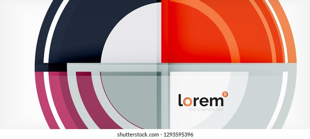 Circulos geométricos modernos fondo abstracto, formas redondeadas coloridas con efectos de sombra, ilustración vectorial