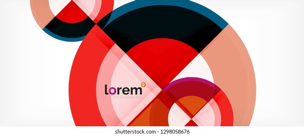 Modern geometric circles abstract background, colorful round shapes with shadow effects, vector illustration