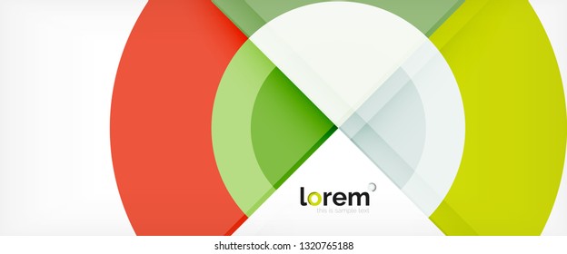 Modern geometric circles abstract background, colorful round shapes with shadow effects, vector illustration
