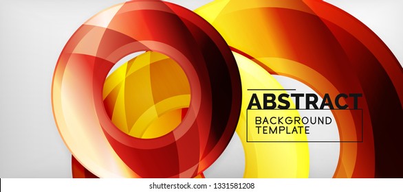 Modern geometric circles abstract background, colorful round shapes with shadow effects, vector illustration