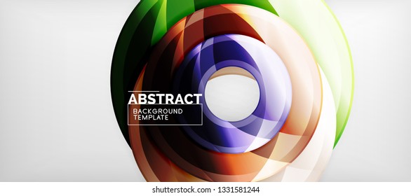 Modern geometric circles abstract background, colorful round shapes with shadow effects, vector illustration