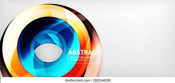 Modern geometric circles abstract background, colorful round shapes with shadow effects, vector illustration