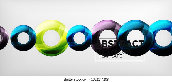 Modern geometric circles abstract background, colorful round shapes with shadow effects, vector illustration