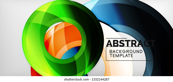 Modern geometric circles abstract background, colorful round shapes with shadow effects, vector illustration