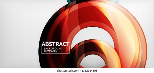 Modern geometric circles abstract background, colorful round shapes with shadow effects, vector illustration