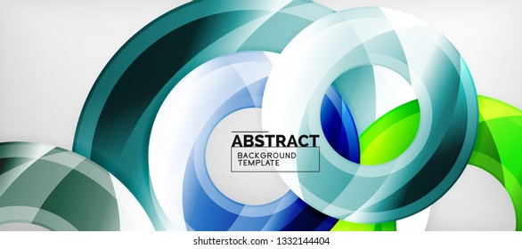 Modern geometric circles abstract background, colorful round shapes with shadow effects, vector illustration