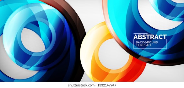 Modern geometric circles abstract background, colorful round shapes with shadow effects, vector illustration