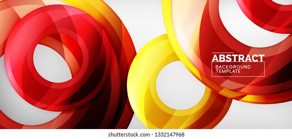 Circulos geométricos modernos fondo abstracto, formas redondeadas coloridas con efectos de sombra, ilustración vectorial