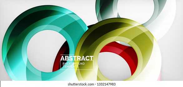 Modern geometric circles abstract background, colorful round shapes with shadow effects, vector illustration