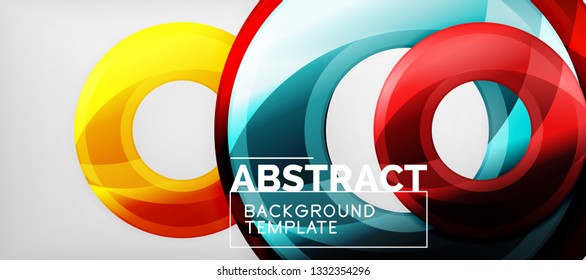 Modern geometric circles abstract background, colorful round shapes with shadow effects, vector illustration