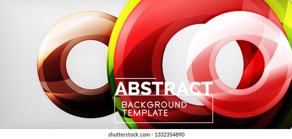 Modern geometric circles abstract background, colorful round shapes with shadow effects, vector illustration