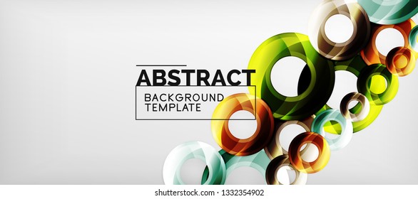 Moderne geometrische Kreise, abstrakter Hintergrund, bunte runde Formen mit Schatteneffekten, Vektorgrafik