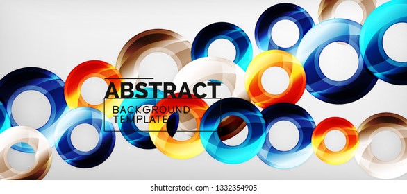Modern geometric circles abstract background, colorful round shapes with shadow effects, vector illustration