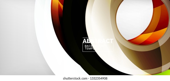 Modern geometric circles abstract background, colorful round shapes with shadow effects, vector illustration