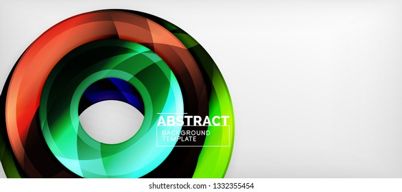 Circulos geométricos modernos fondo abstracto, formas redondeadas coloridas con efectos de sombra, ilustración vectorial