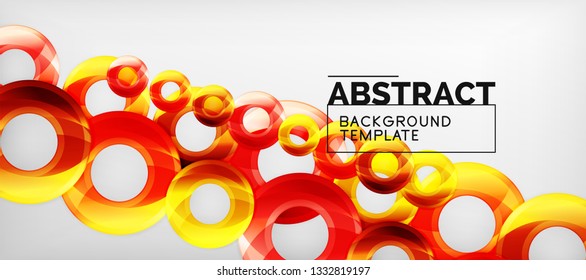 Modern geometric circles abstract background, colorful round shapes with shadow effects, vector illustration