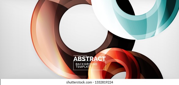 Modern geometric circles abstract background, colorful round shapes with shadow effects, vector illustration