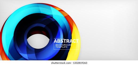 Modern geometric circles abstract background, colorful round shapes with shadow effects, vector illustration