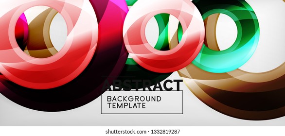 Modern geometric circles abstract background, colorful round shapes with shadow effects, vector illustration