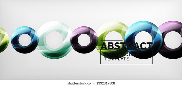 Modern geometric circles abstract background, colorful round shapes with shadow effects, vector illustration