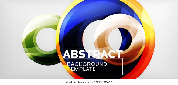 Moderne geometrische Kreise, abstrakter Hintergrund, bunte runde Formen mit Schatteneffekten, Vektorgrafik