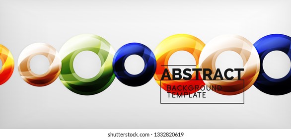 Modern geometric circles abstract background, colorful round shapes with shadow effects, vector illustration