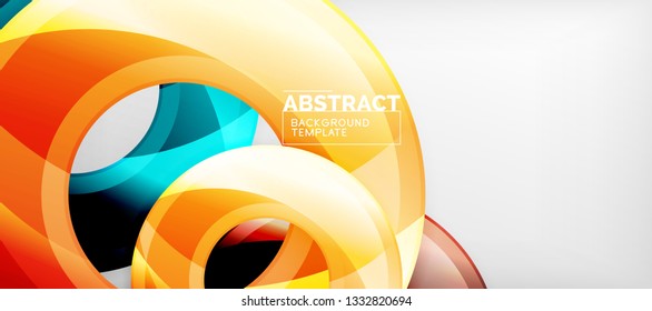 Modern geometric circles abstract background, colorful round shapes with shadow effects, vector illustration