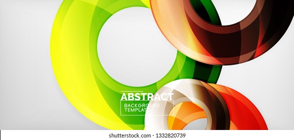 Modern geometric circles abstract background, colorful round shapes with shadow effects, vector illustration
