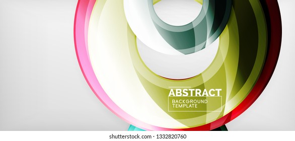 Modern geometric circles abstract background, colorful round shapes with shadow effects, vector illustration