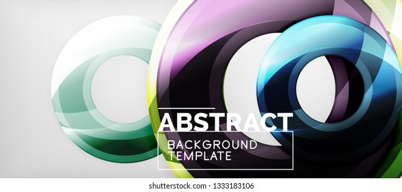 Modern geometric circles abstract background, colorful round shapes with shadow effects, vector illustration