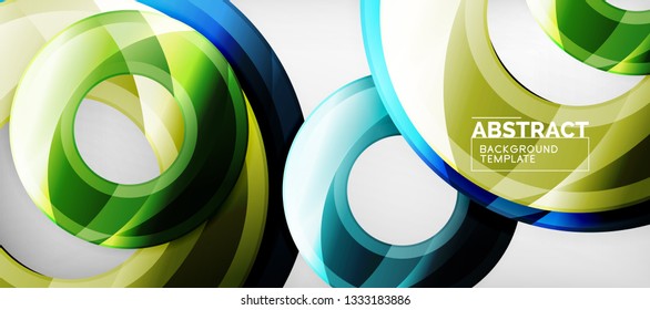 Modern geometric circles abstract background, colorful round shapes with shadow effects, vector illustration