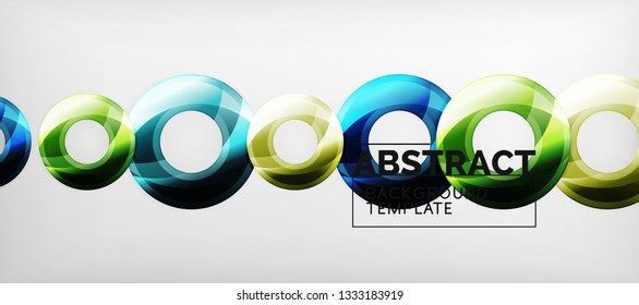 Circulos geométricos modernos fondo abstracto, formas redondeadas coloridas con efectos de sombra, ilustración vectorial