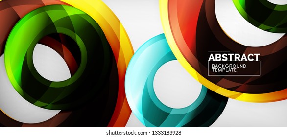 Modern geometric circles abstract background, colorful round shapes with shadow effects, vector illustration
